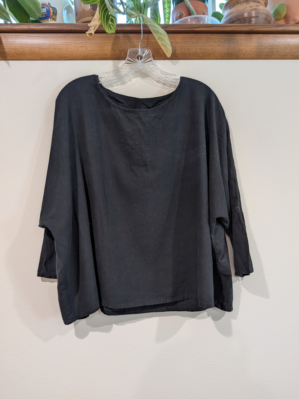Relaxed Black Boatneck Women’s Top